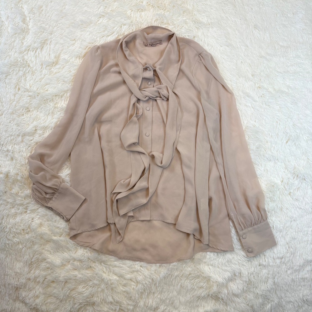 For Love & Lemons Blouse Womens XS Tie Neck Coquette Romantic Ethereal Fairycore